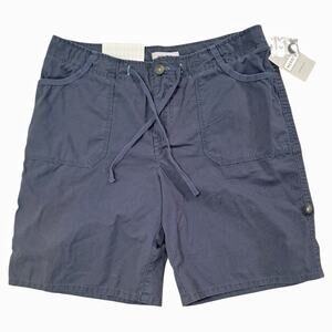 MERONA Slate Blue Walking Shorts Size 12 Tie Waist Cotton Outdoors Casual Comfy